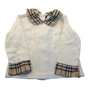 Burberry London Baby White Long Sleeve with Burberry Print Collar Size 6 Months